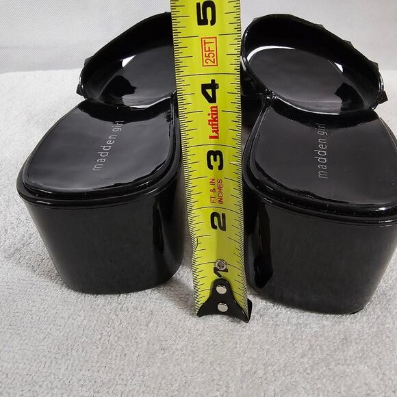 Madden Girl Pacer Black Platform Chunky Heel Slides Size 9 - Picture 6 of 10